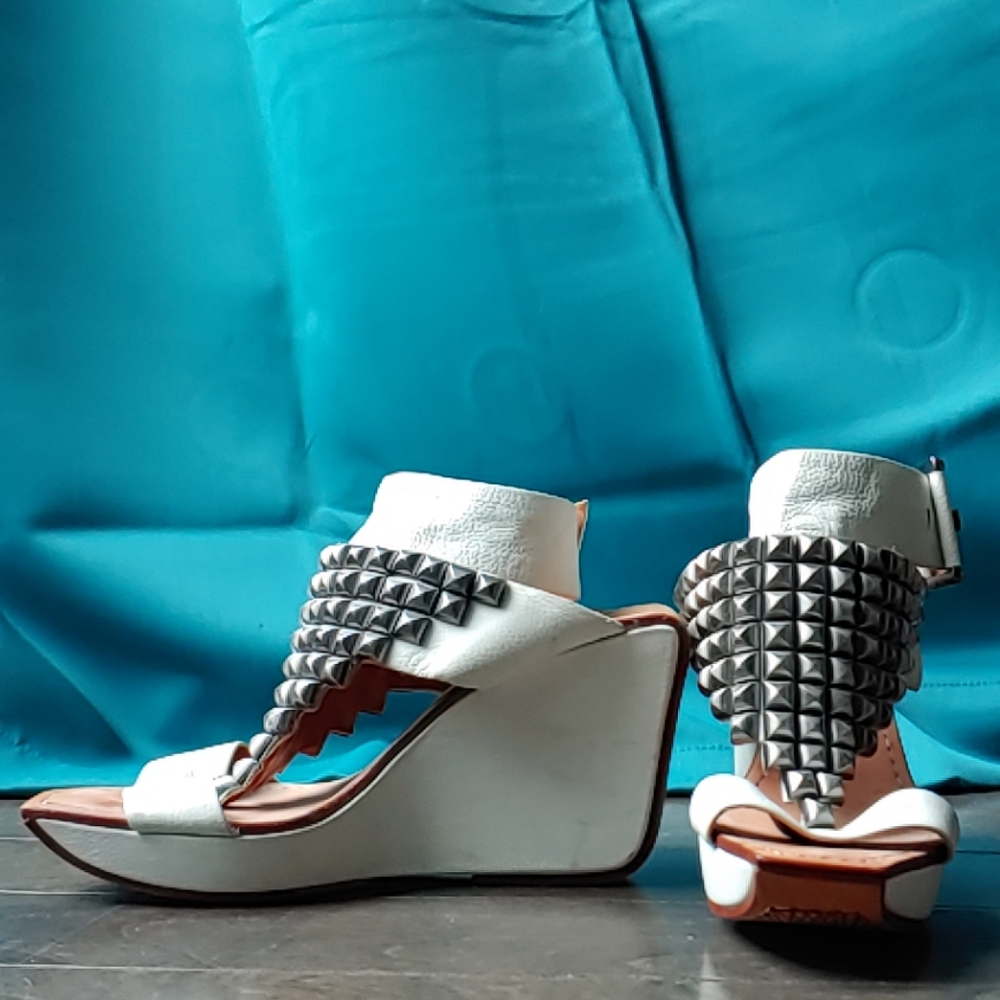 Modern Vintage Studded Leather Wedge Sandals